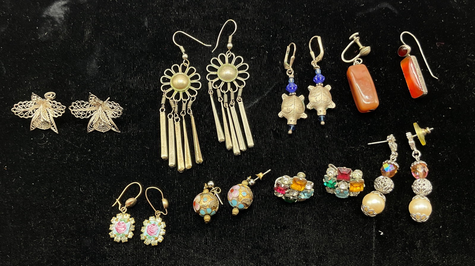 Lot 9 Vintage Assorted Sterling+ Earrings (1 of 11)