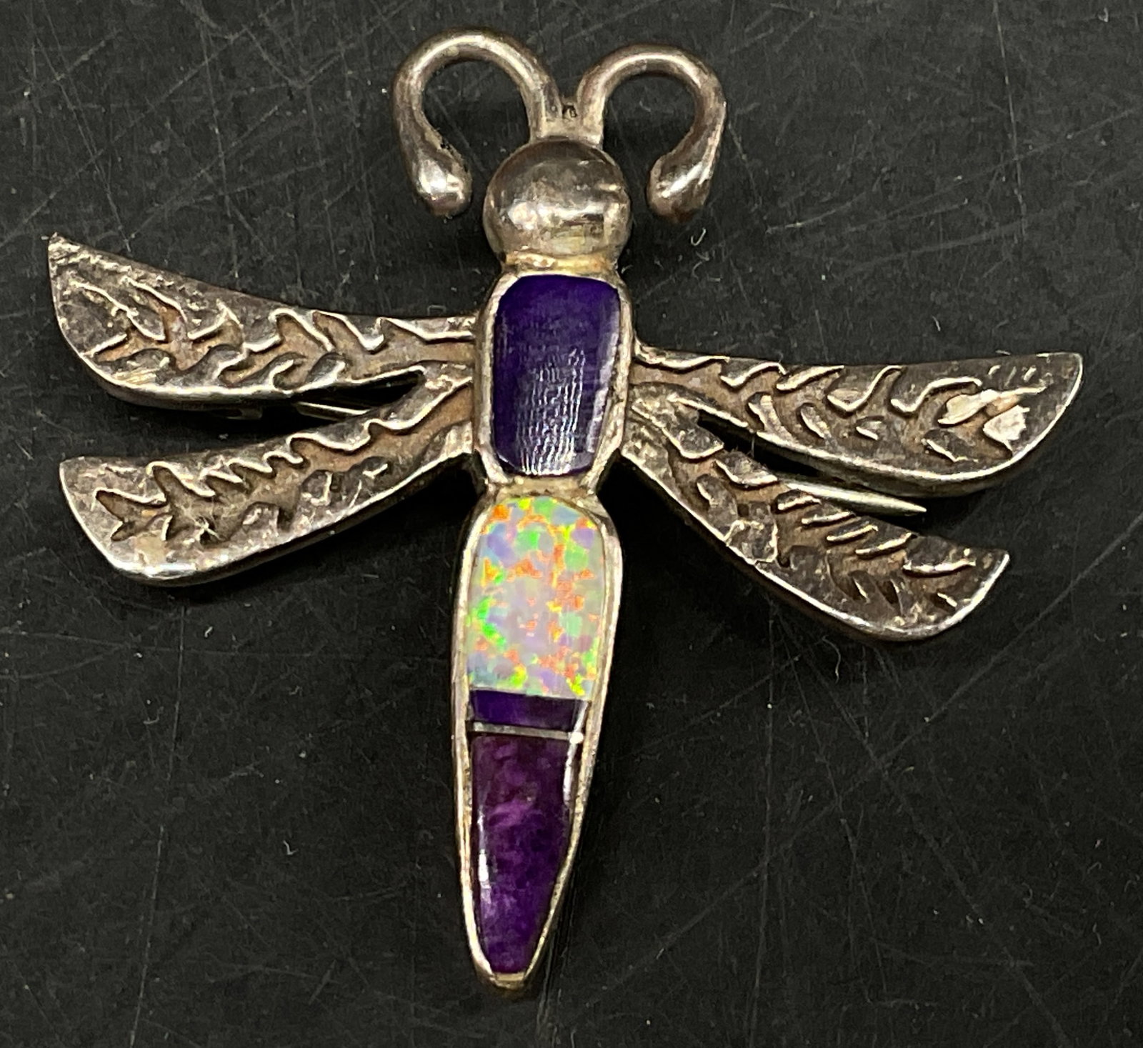 Sgnd Ster Native American-Style Dragonfly Brooch (1 of 6)