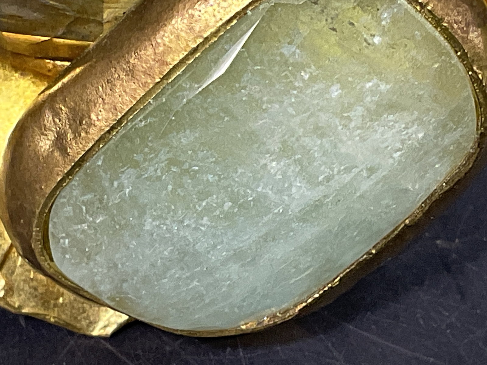 Scalloped Brass Gemstone Statement Ring - 5