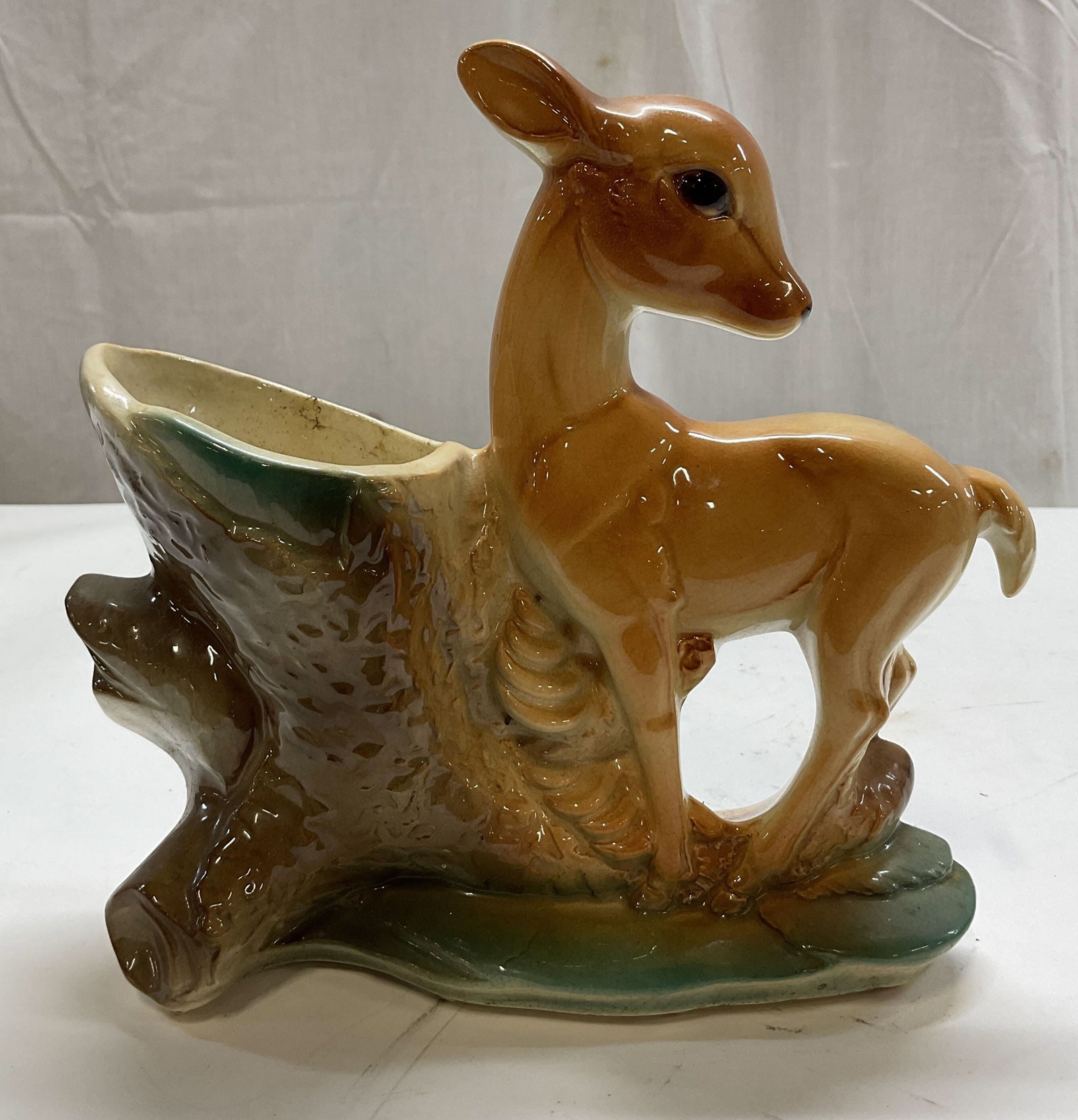 Royal Copley Ceramic Deer & Stump Planter (1 of 7)