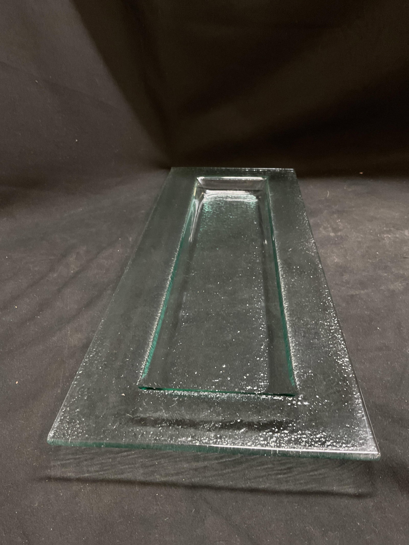 Elongated Rectangular Textured Glass Platter - 2