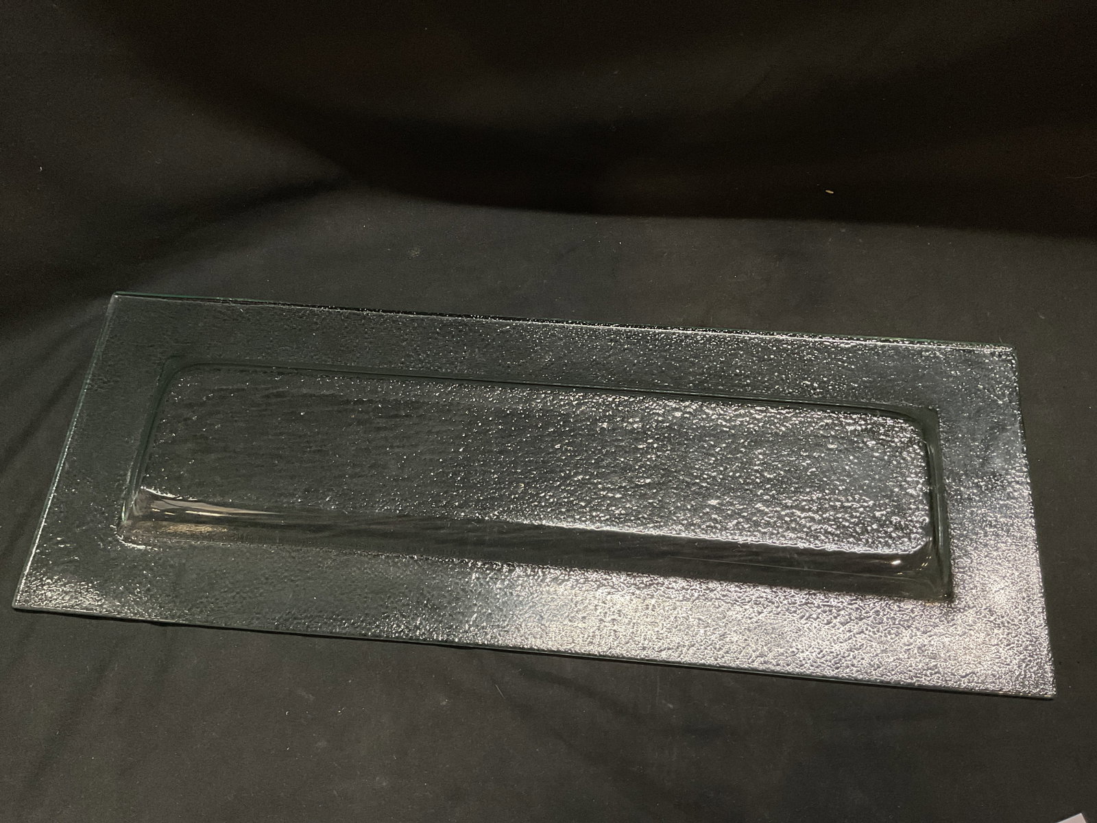 Elongated Rectangular Textured Glass Platter - 4