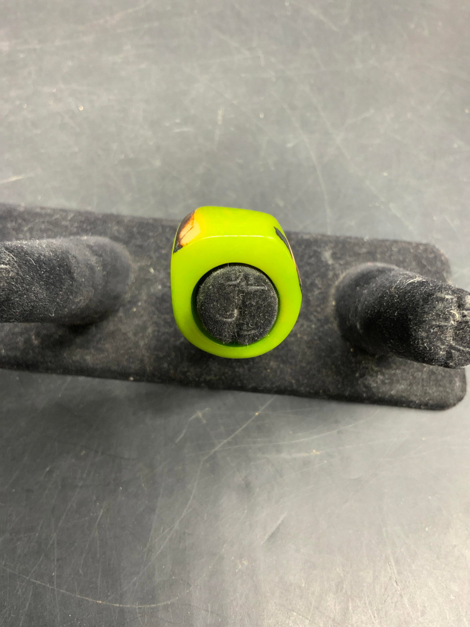 Lime Green Statement carved Ring - 7