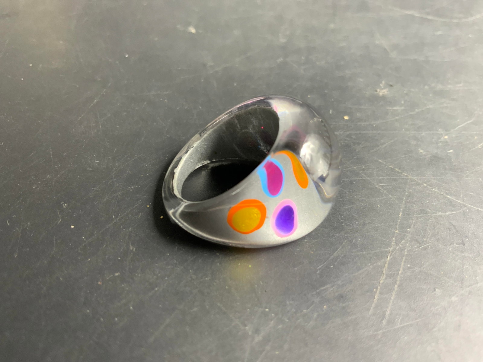 Chunky Lucite Polka Dot Statement Ring - 3