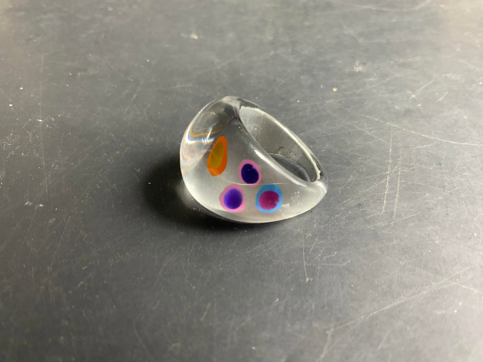Chunky Lucite Polka Dot Statement Ring - 5