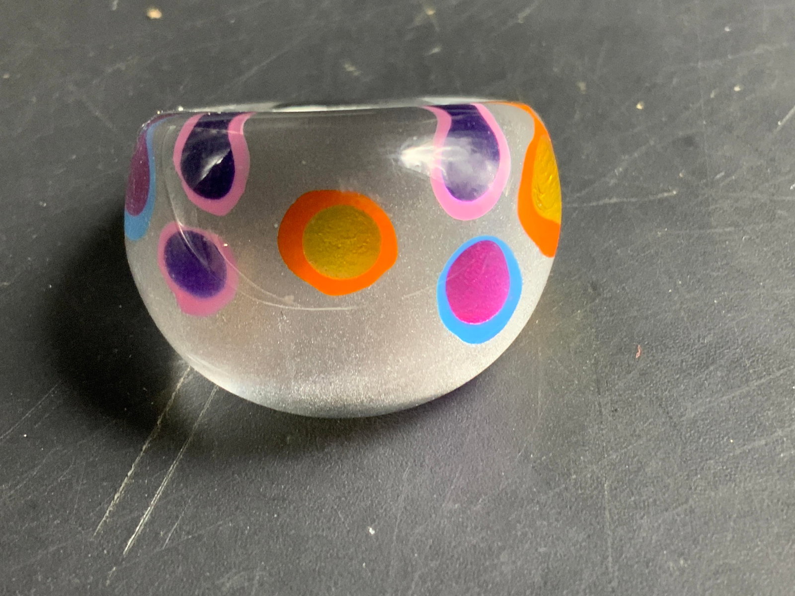 Chunky Lucite Polka Dot Statement Ring - 6