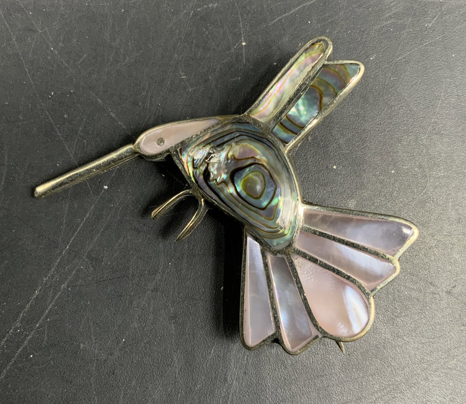 Signed Sterling Hummingbird Brooch Alpaca (1 of 4)
