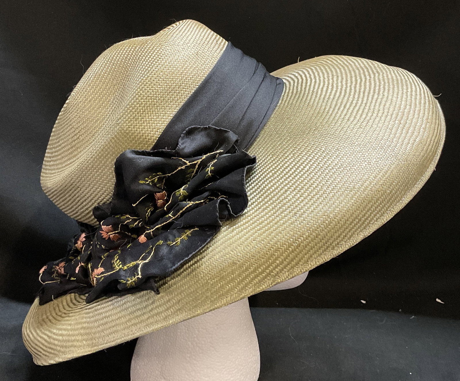 Louise Green Woven Straw Fabric Band Sun Hat CA (1 of 6)