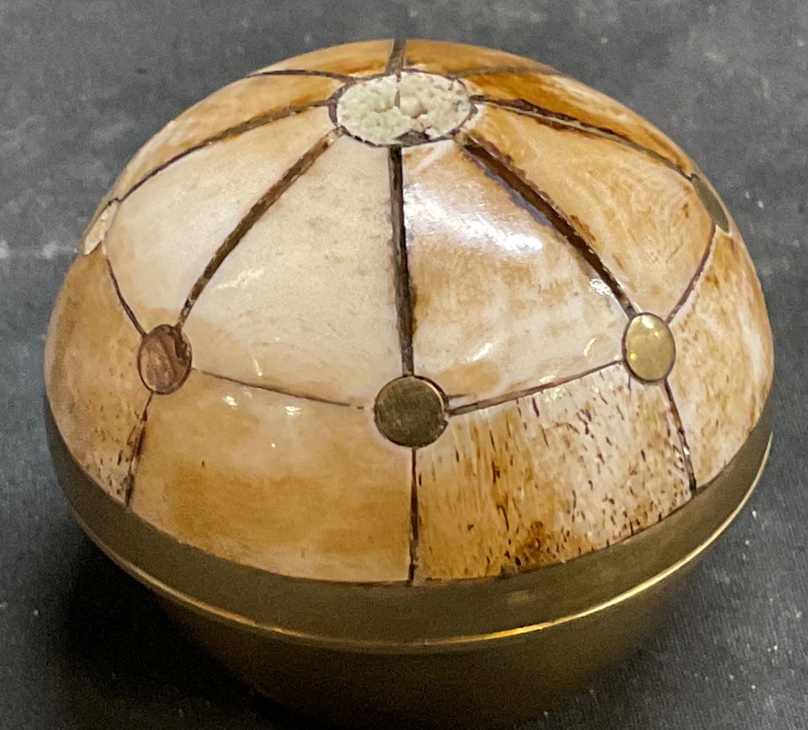Vtg Brass & Animal Bone Mosaic Trinket Box (1 of 6)