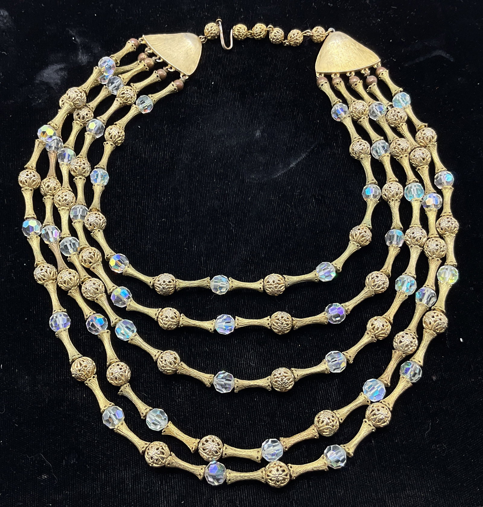 Vintage Gold Toned Beaded Statement Necklace (1 of 7)