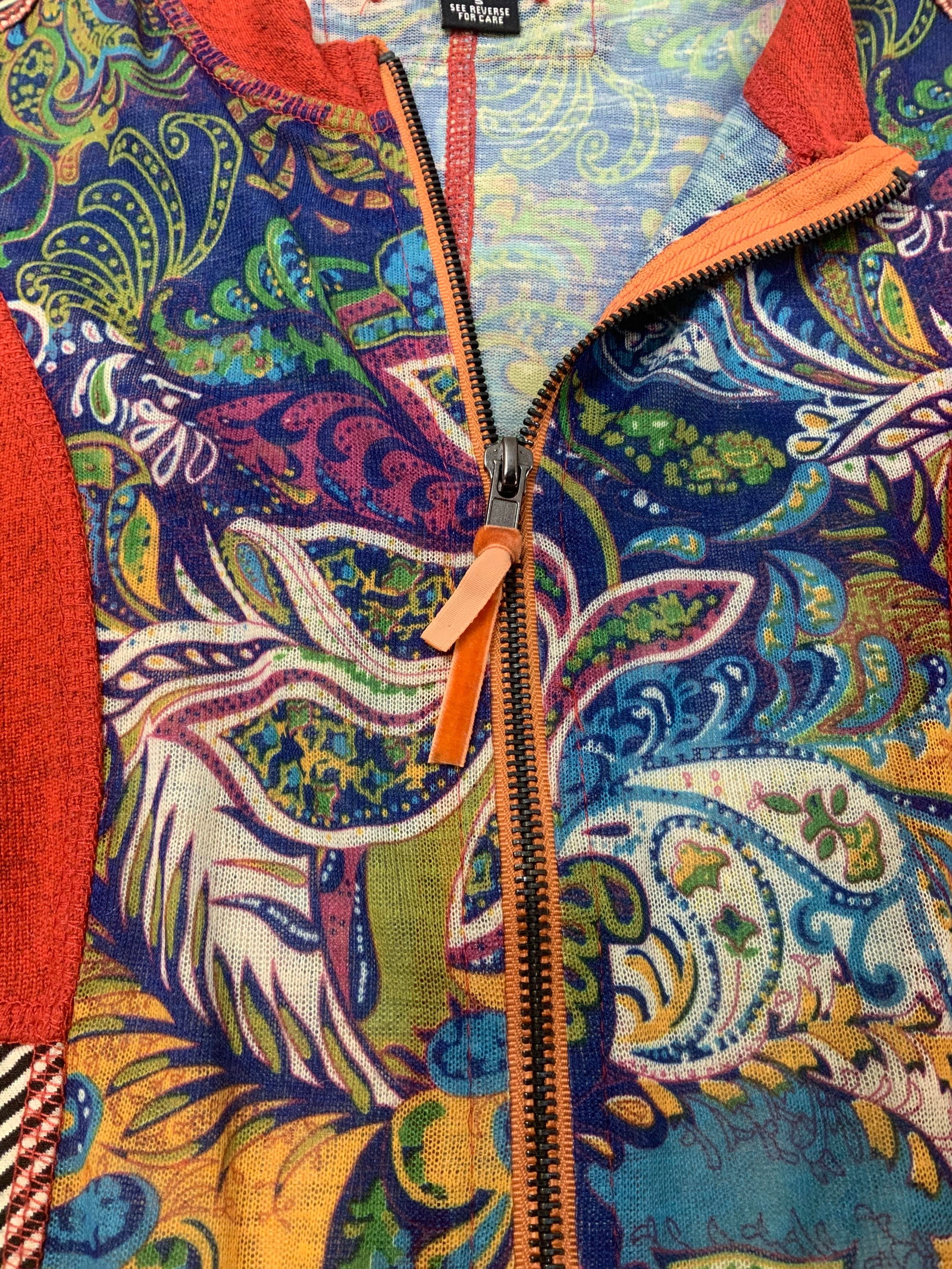 Vntg KAKTUS patchwork zip front jacket - 6
