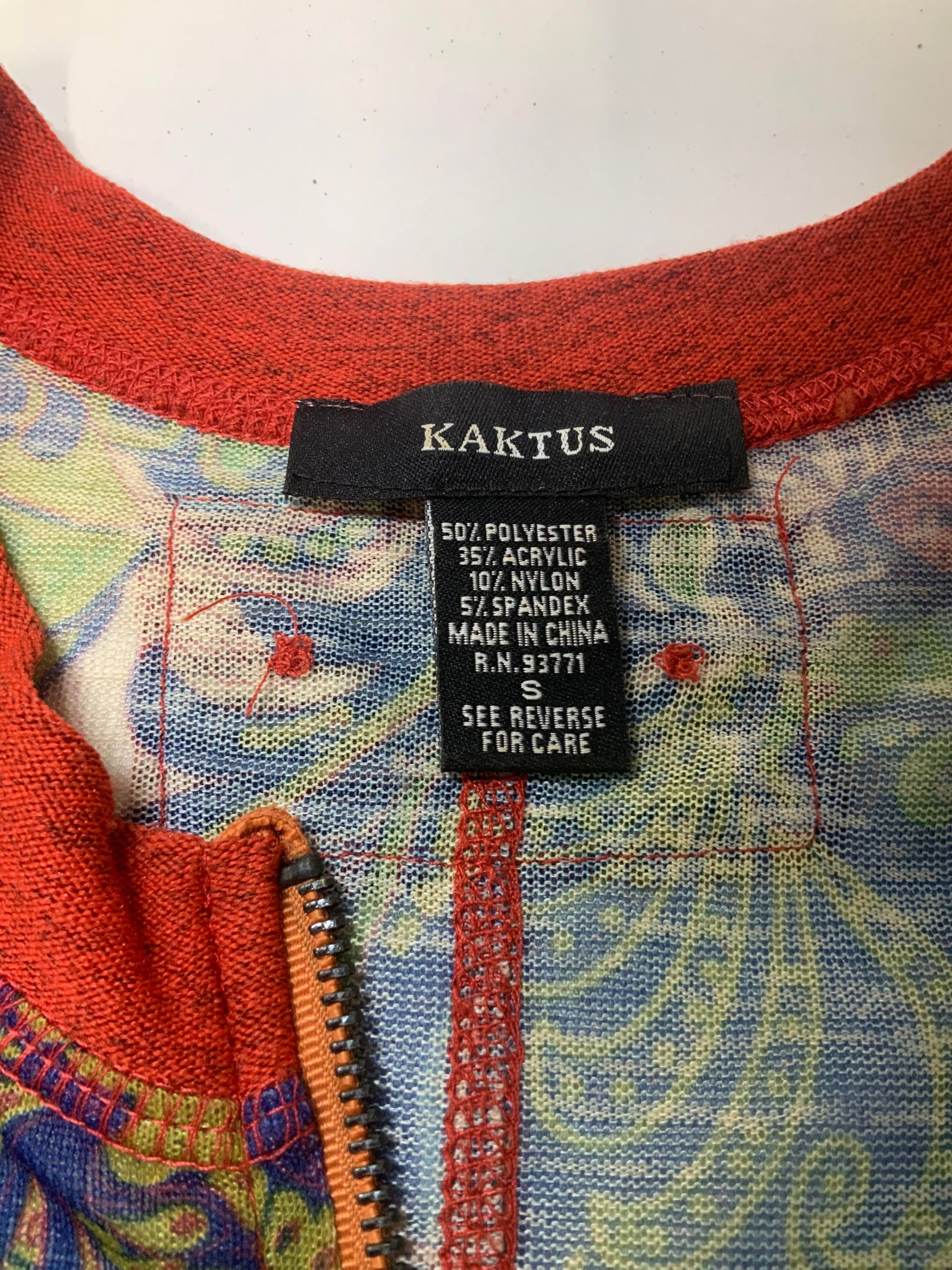 Vntg KAKTUS patchwork zip front jacket - 7