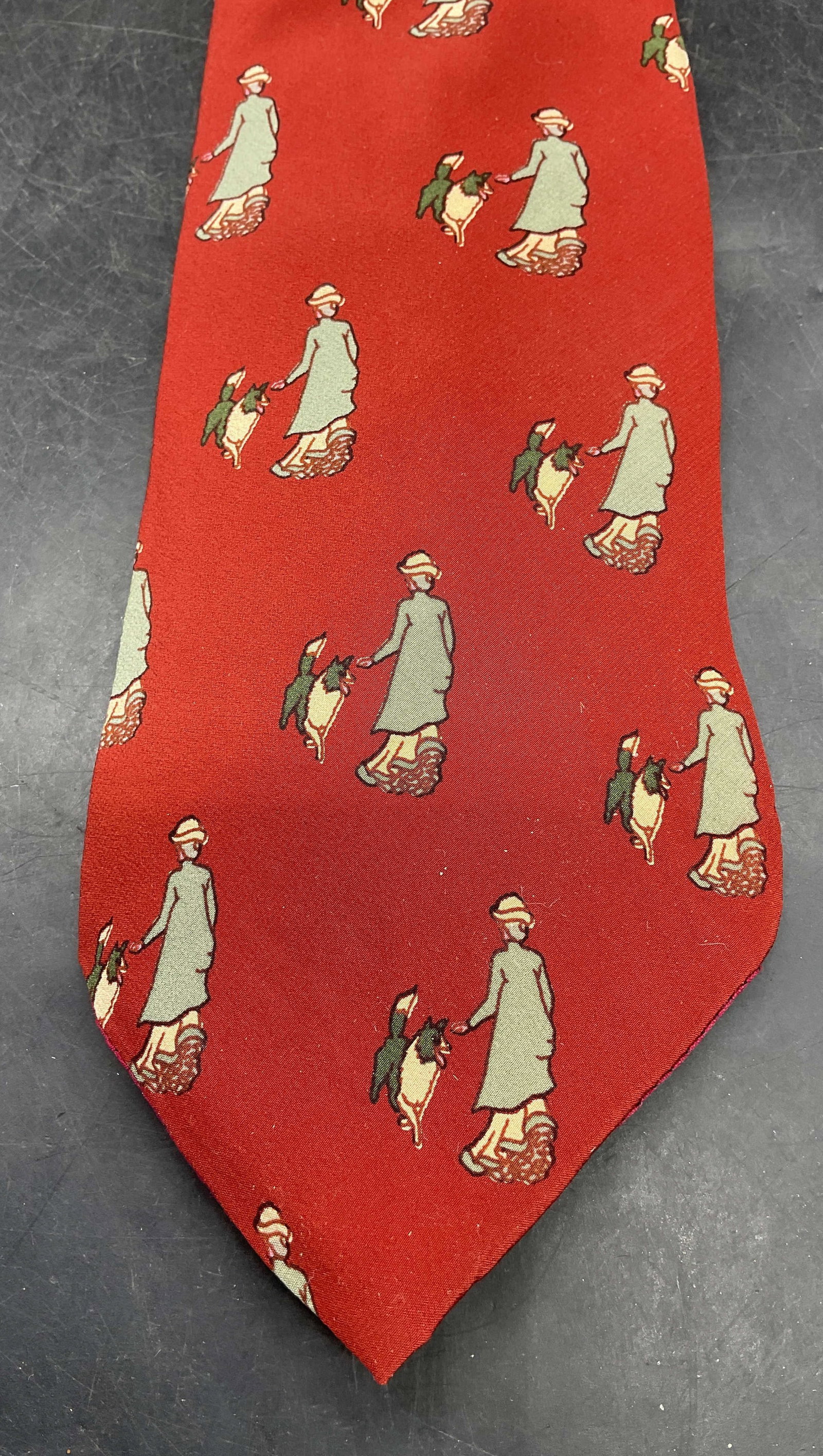 Gino Pompeii Red Silk Woman Dog Tie Italy (1 of 6)