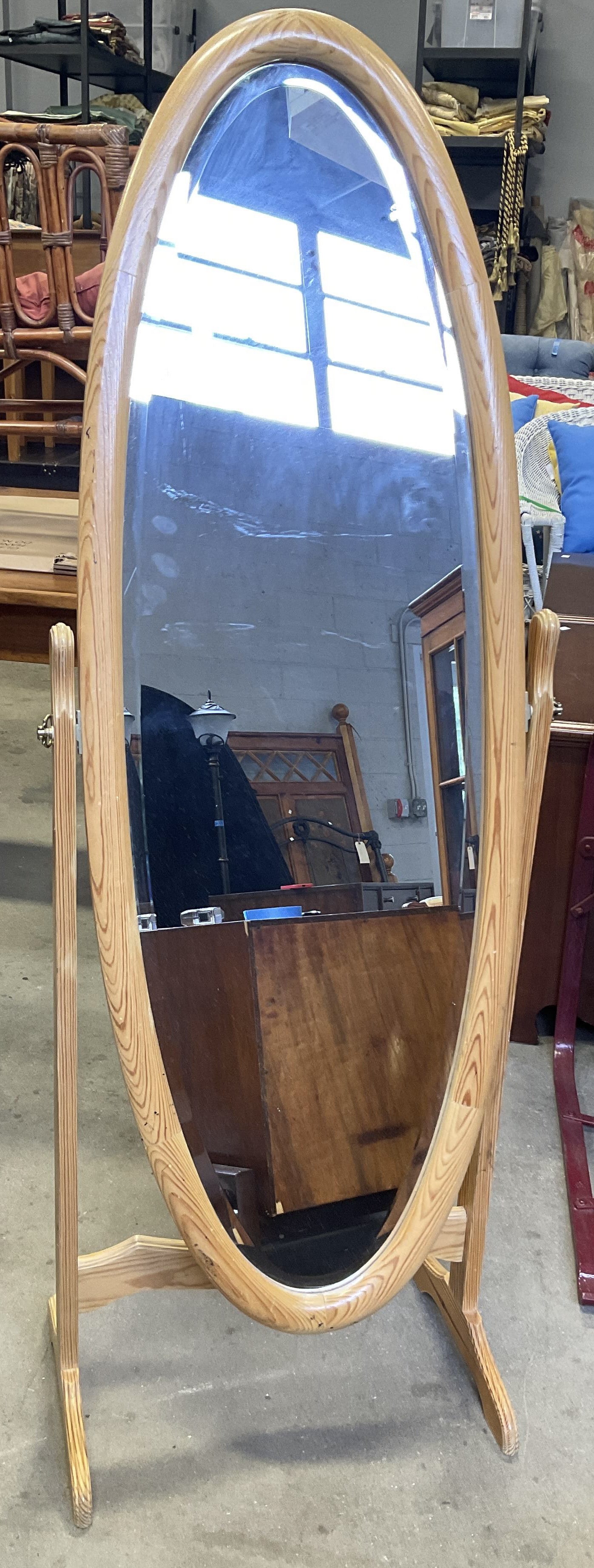 Standing wood Oval Tilt Mirror (1 of 7)