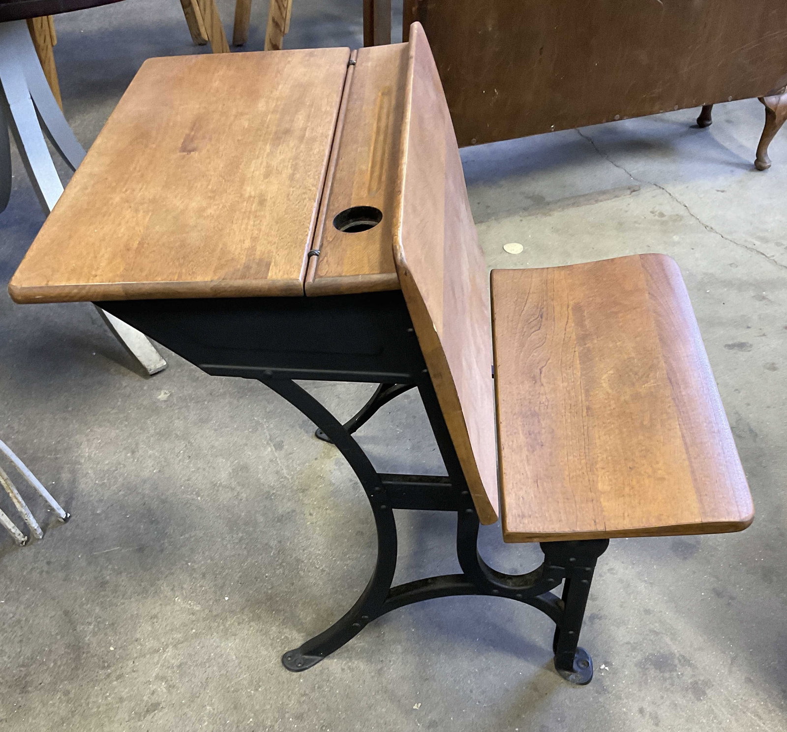 Antique Wood Iron School Desk (1 of 10)