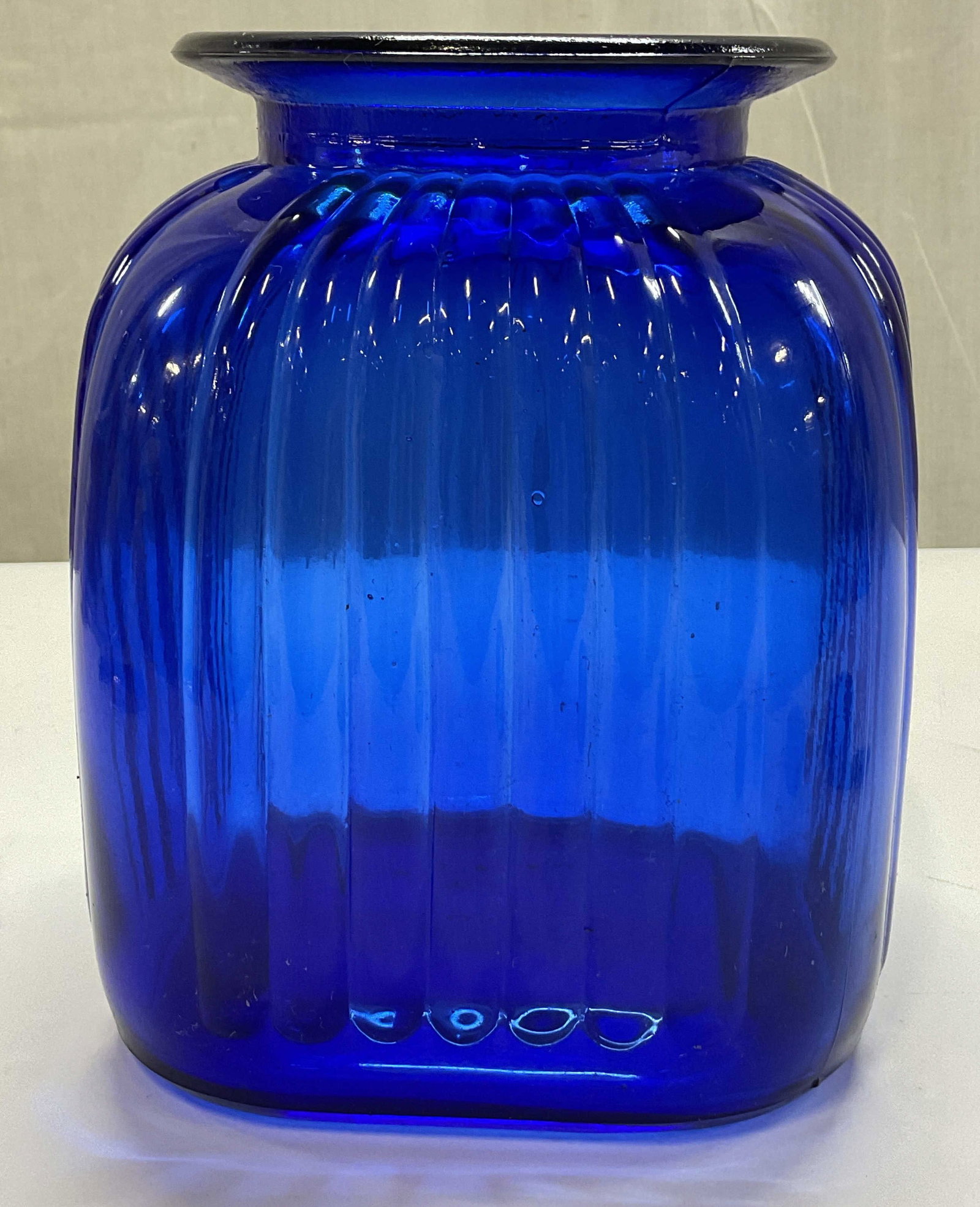 Vintage Cobalt Blue Glass Ribbed Vase (1 of 6)