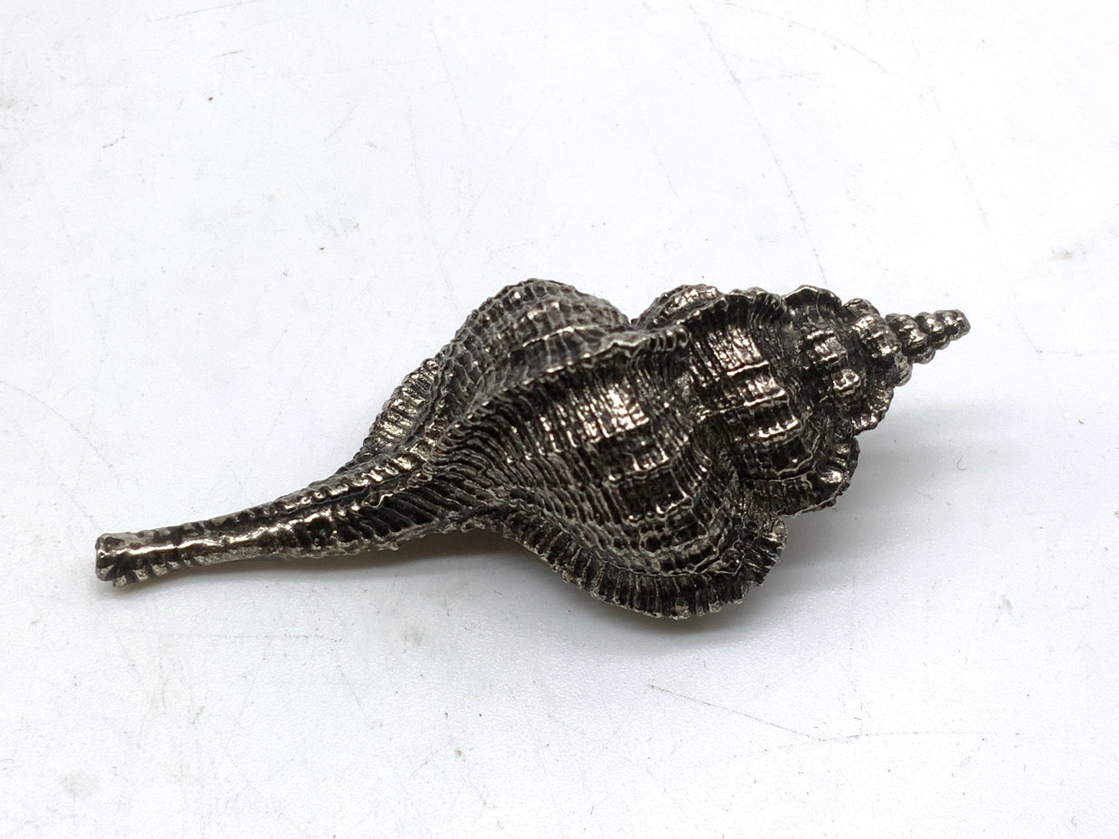 Vtg Decorative Silver-Toned Conch Shell - 2