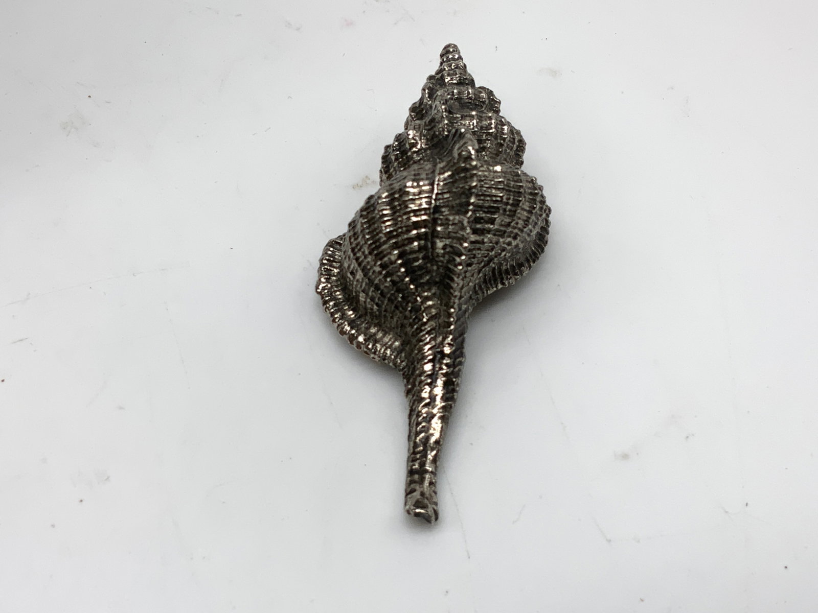 Vtg Decorative Silver-Toned Conch Shell - 4