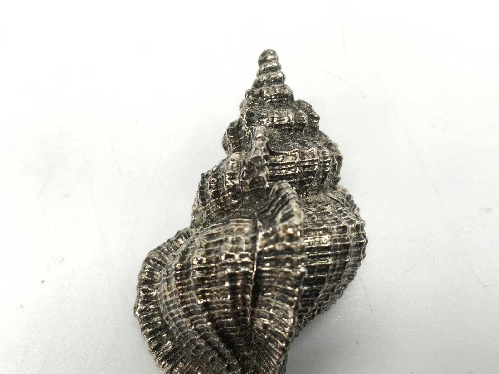 Vtg Decorative Silver-Toned Conch Shell - 6