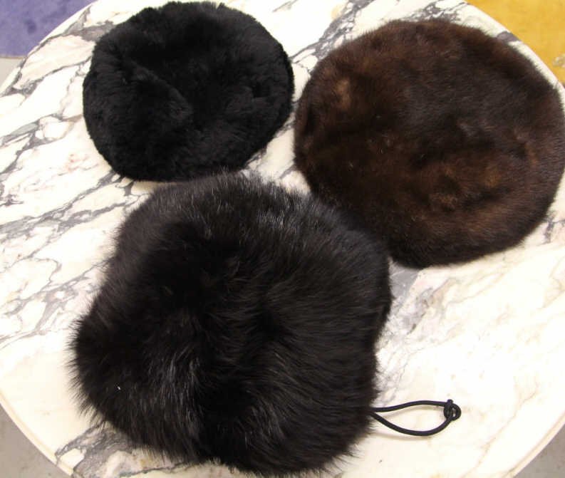 Vintage Fur Hats & Muff: Including brown mink hat.
