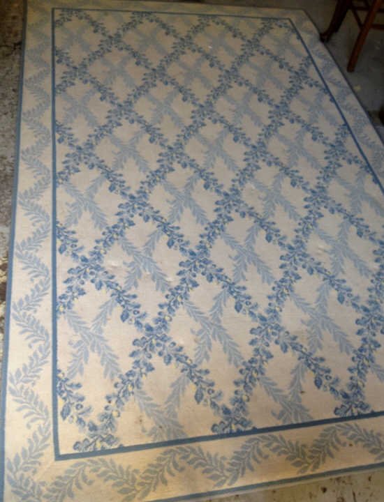Contemporary Modern Aubusson Style Stark Carpet: 110 inches by 70 inches