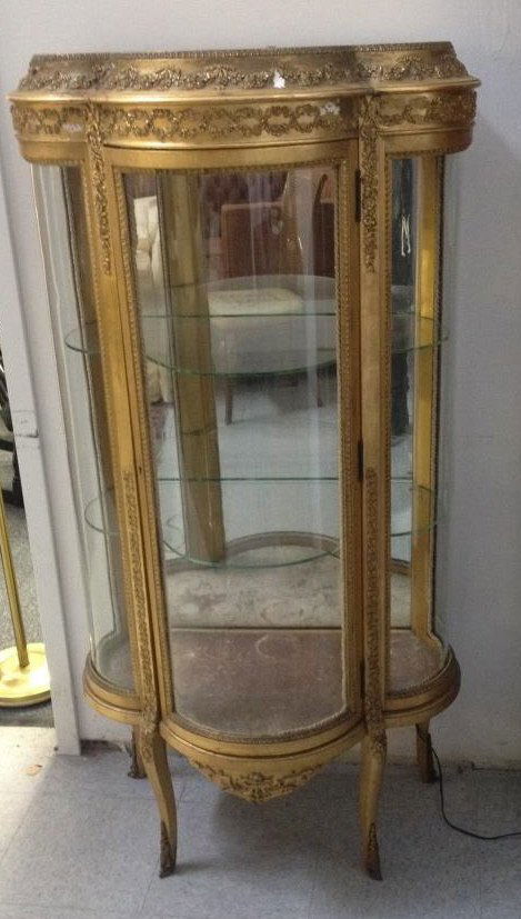 Antique French Style Gold Leaf Curio Cabinet Nov 02 2014 The