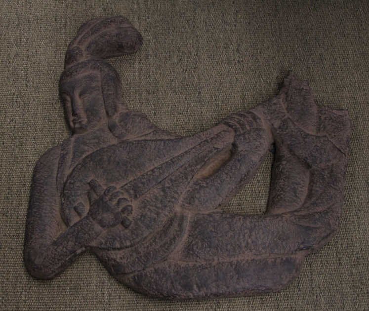 Large Cast Indonesian Style Wall Art Plaque: Measures 26 inches by 28 inches.