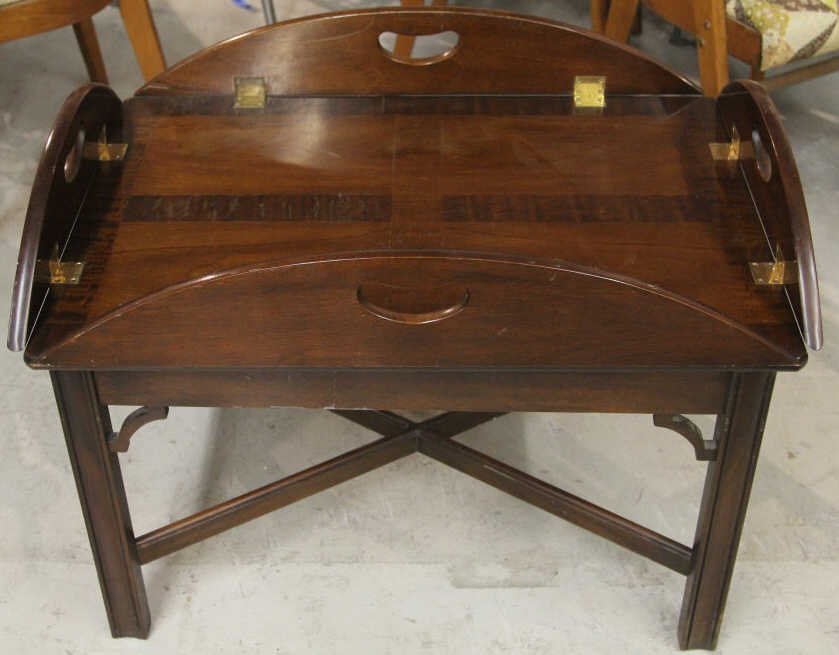 Mahogany George III Tray Top Coffee Table: Height 18 inches. Width 32 inches. Depth 31 inches.