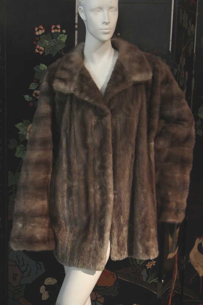 Vintage Galanos Mink Fur Coat: Labels on interior for Galanos and Neiman Marcus.