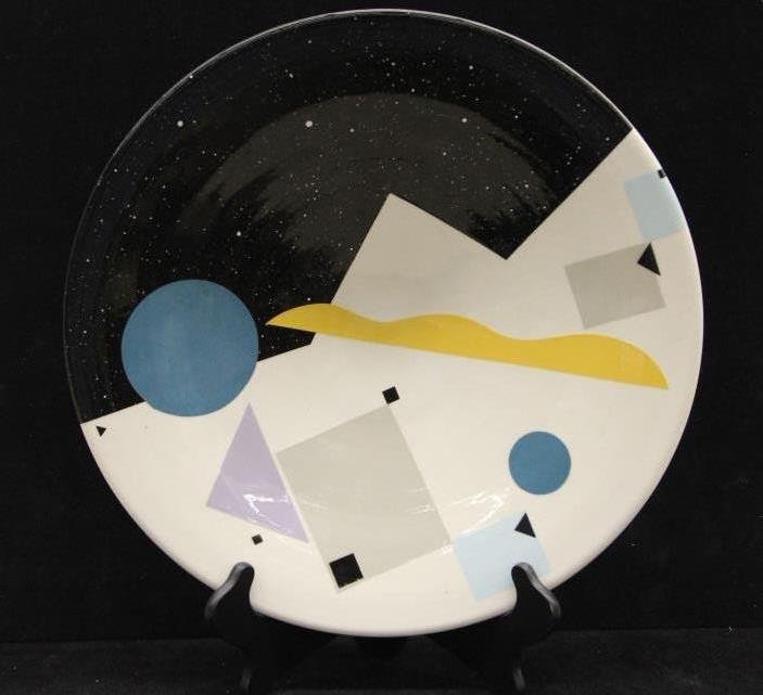 Rita Duvall Painted Platter: Diameter 16 inches. Signed & dated 1986