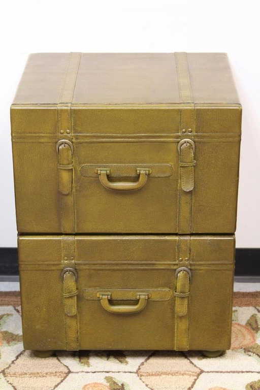 Leather Faux Stacked Luggage File Cabinet