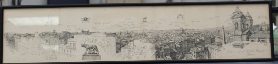 Italian Engraving: Trinita Del Monti. "Dalla Terrazza Del' Hotel Hassler Roma". Angelo Rossi Dis. 1948 Measures: Height 7.5 inches Length. 11.5 inches