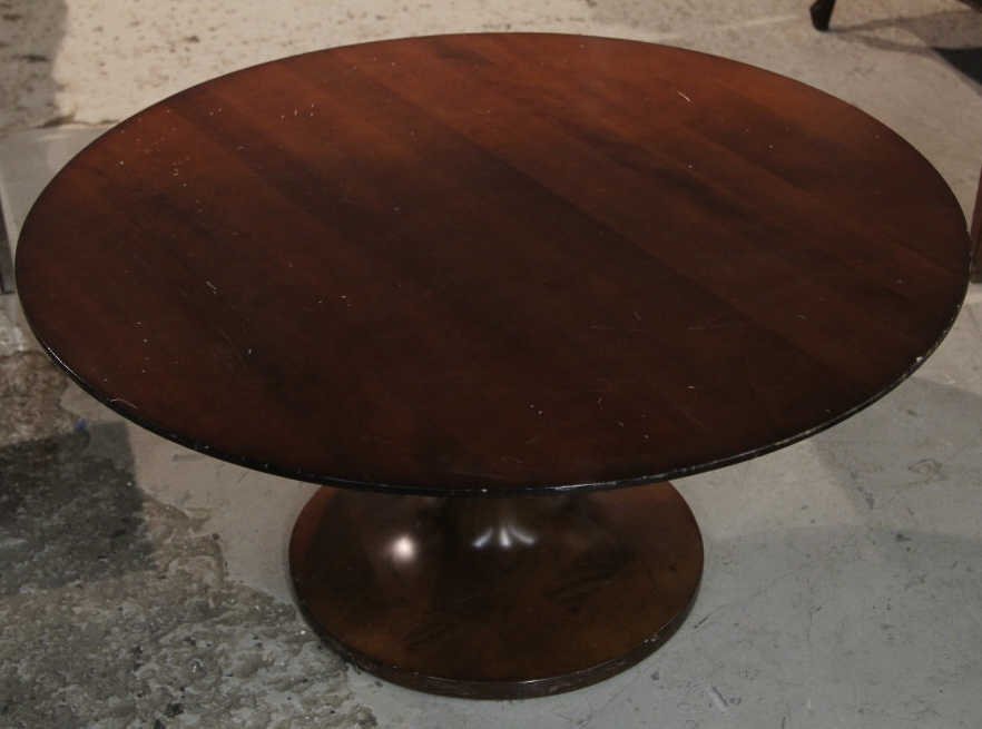 Contemporary Modern Knoll Style Coffee Table: Height 17.5 inches. Diameter 37 inches.