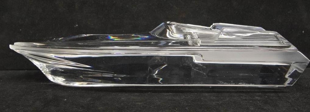 Daume. Art Glass Speedboat: Marked Daume. France. L:16" x W: 5", Height 3.75 ". Small scratch on side