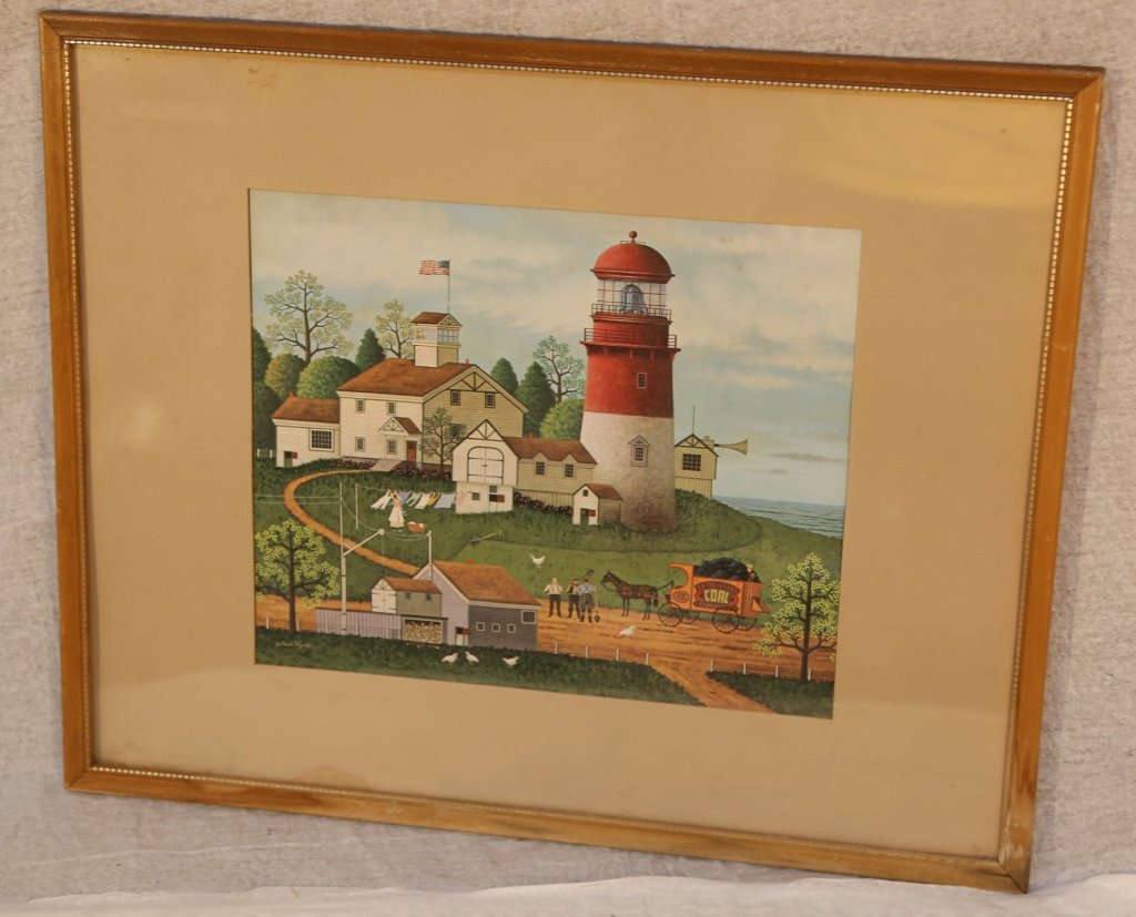 CHARLES WYSOCKI, Folk art Americana: Well known American Folk Artist print . Stylized versions of American Life in yesteryear. Measures21”x17”
