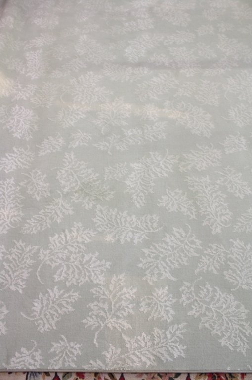 STARK Wool Carpet pale green and fern leafs: STARK carpet design of pale green and ferns, measures 8.8 feet by 13 feet. Excellent Condition.