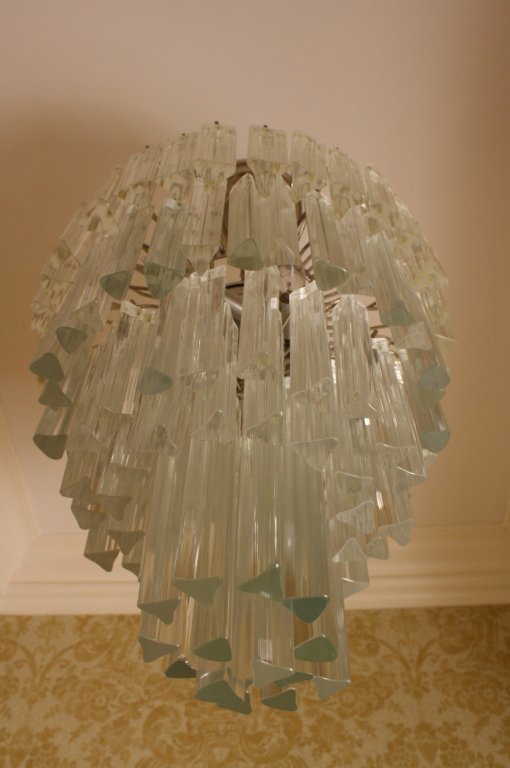 Midcentury Modern Crystal Prism Italian Chandelier