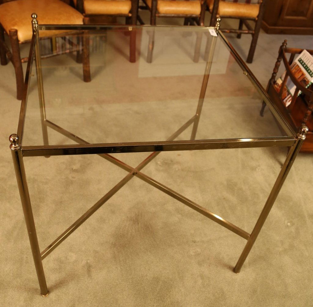 Vintage Glass and Brass Card Table (1 of 4)