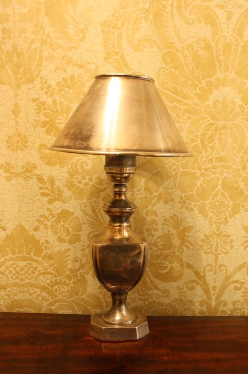 Silver plate lamp with silver plate shade (1 of 4)