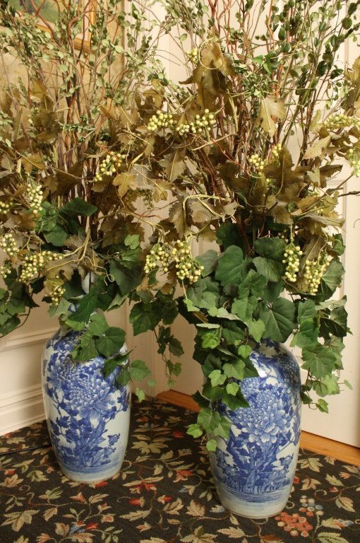 Pair Asian painted urn vases (1 of 7)