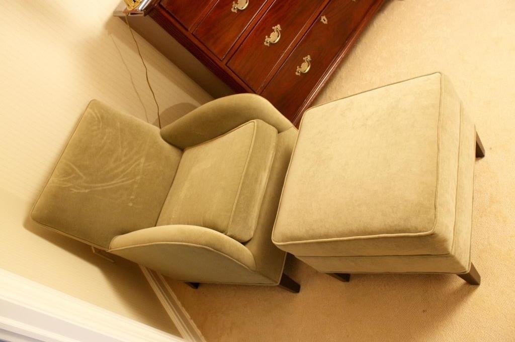 Upholstered arm chair with Ottoman (1 of 5)