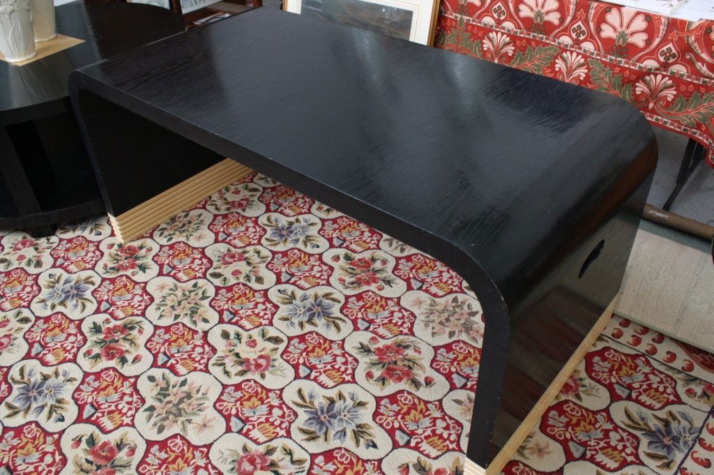 Modern ebony wood bridge form console table (1 of 3)