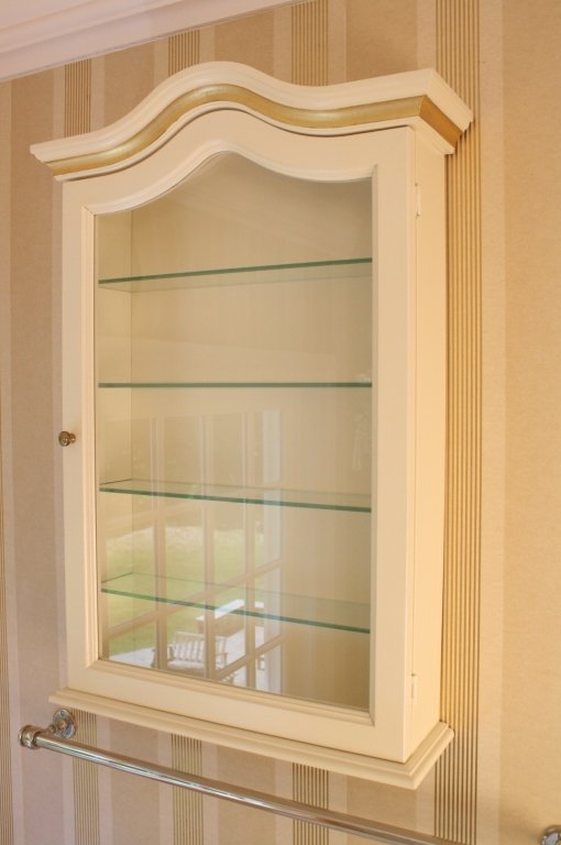 White and Gold painted hanging cabinet (1 of 3)