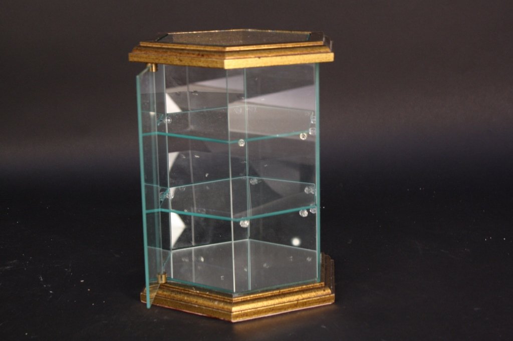 Gold Leaf and Glass Small Hexagon Display Cabinet (1 of 6)