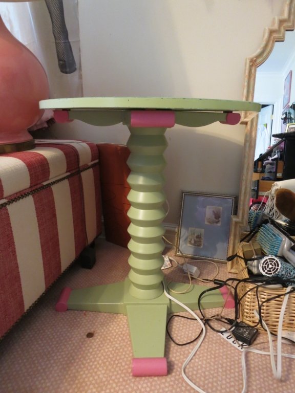 LORIN MARSH Pink and Green  PedestalTable (1 of 2)