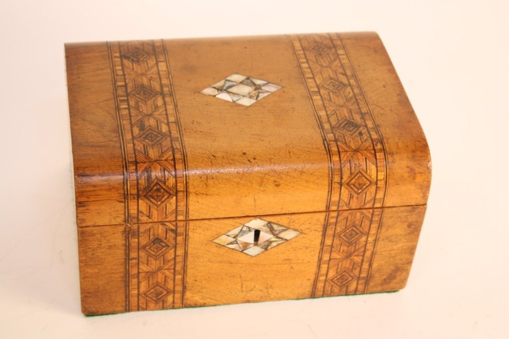 Blonde Wood Storage Box with Mother of Pearl Inlay (1 of 6)