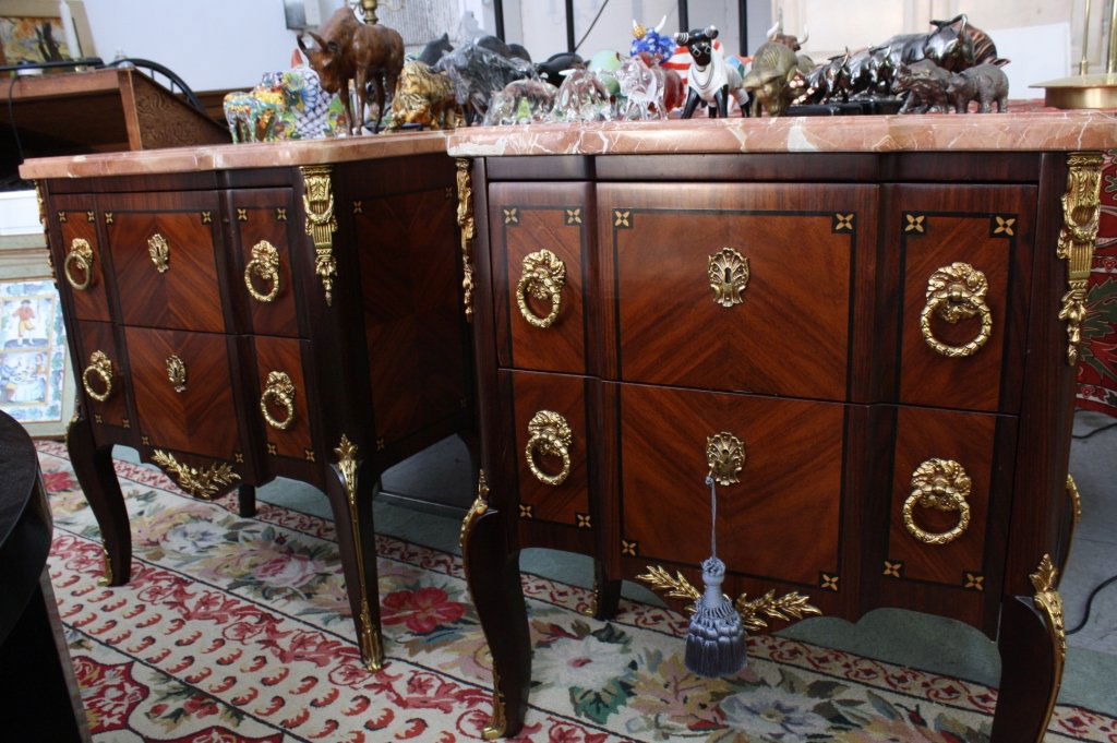 Pair Continental Marble Topped End Tables (1 of 5)