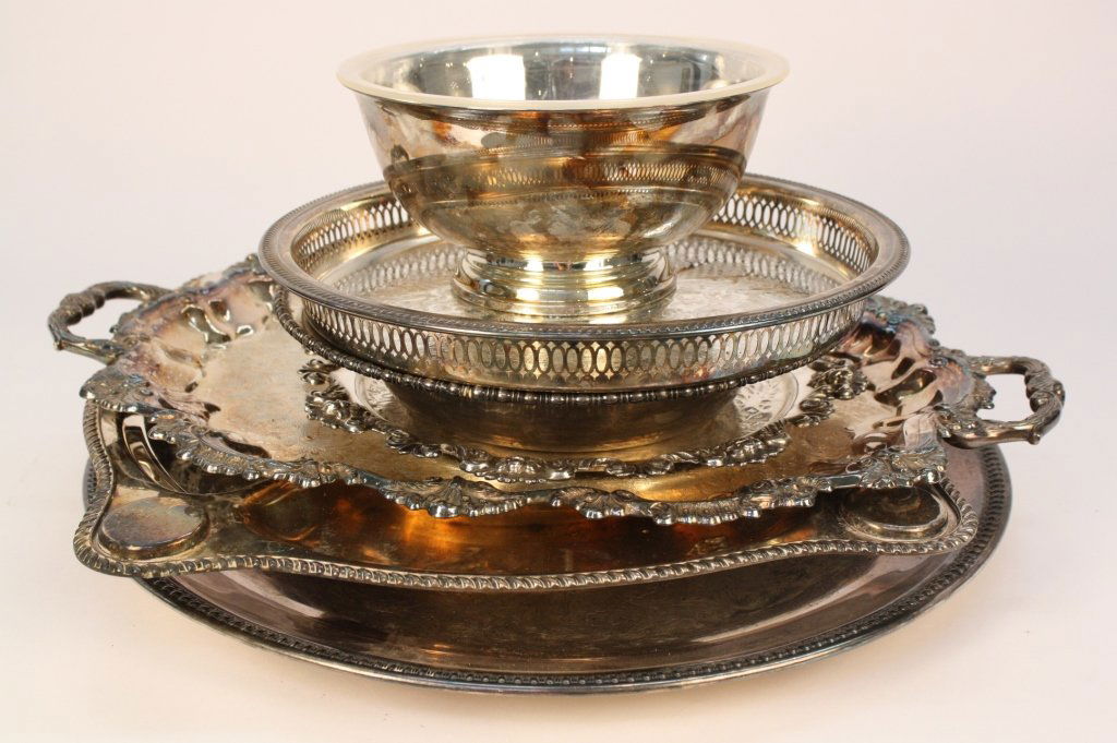 Silver Tray Lot of Platters and Fruit bowl (1 of 10)