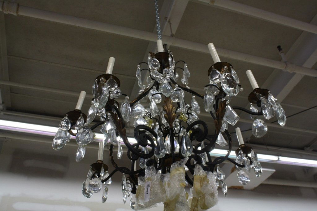 Palatial Black Wrought Iron and Crystal Chandelier (1 of 4)