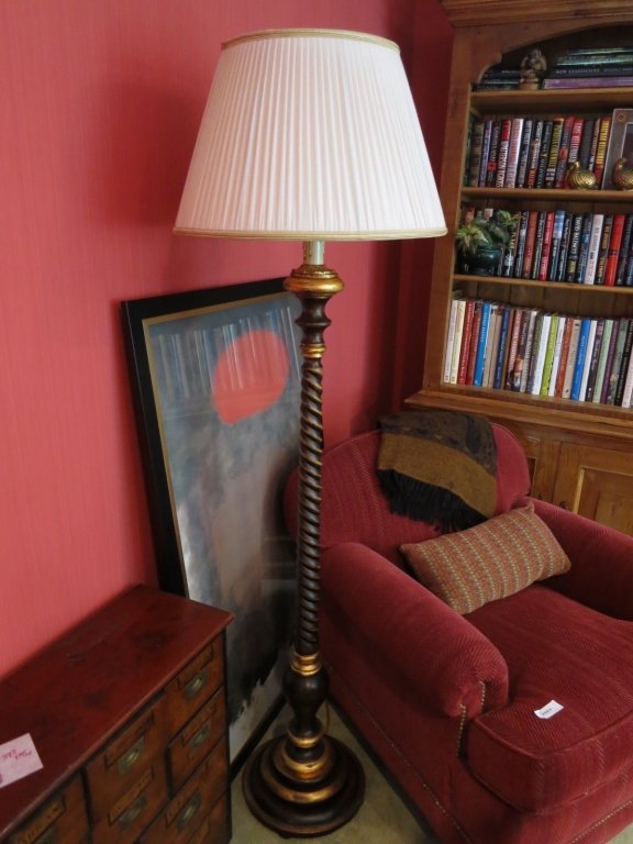 AMY HOWARD Painted Black and Gold Floor Lamp (1 of 3)
